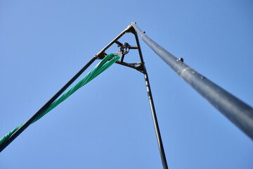 Metal structure that holds the fabrics and the rotating device to practice aerial silk dance...