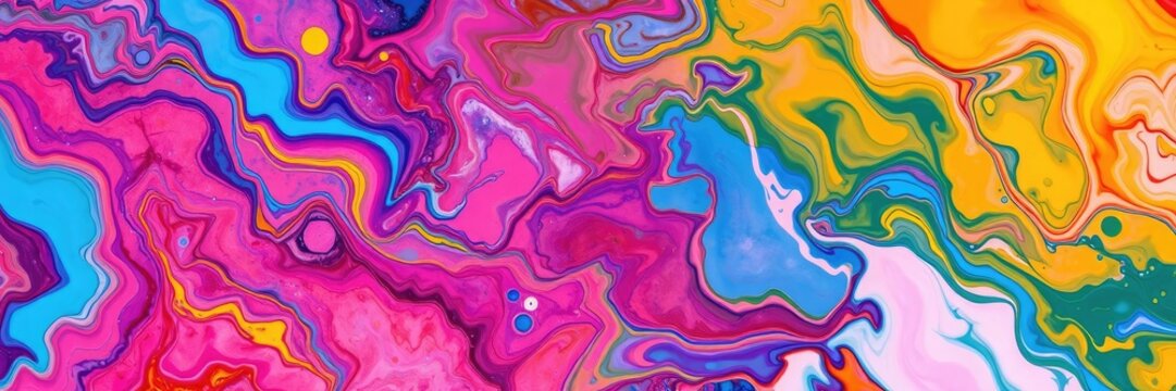 A vibrant mixture of dissolved acrylic colors creates a dynamic abstract background with bold edges, abstract pattern, fluid interaction, color bleeding