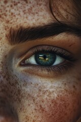 Person's eye with freckles