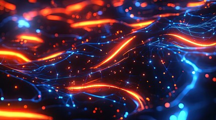 Obraz premium A digital network visualization with interconnected hexagonal nodes and icons,