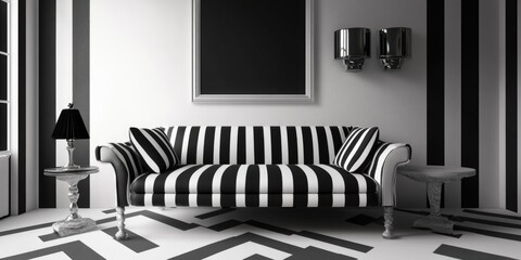 Black and White Striped Couch
