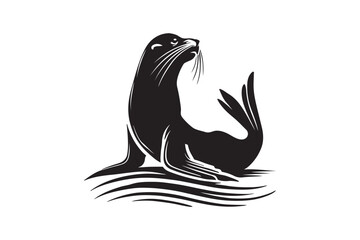 Fototapeta premium Sea Lion Illustration in Minimalist Style