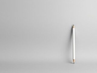 A white pencil standing on a gradient gray background, symbolizing simplicity and creativity, white pencil, minimalism, blank space