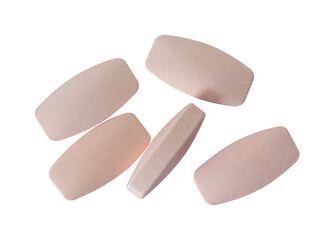 Set of pill on white. pharmacy concept element