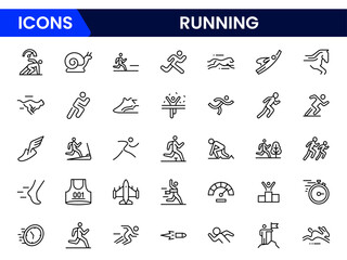 Running icons set. running vector icons for UI design. Filled symbol collection. Vector illustration.