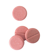 Heap of pink pill isolated element