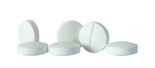 Set of white round medicine isolated