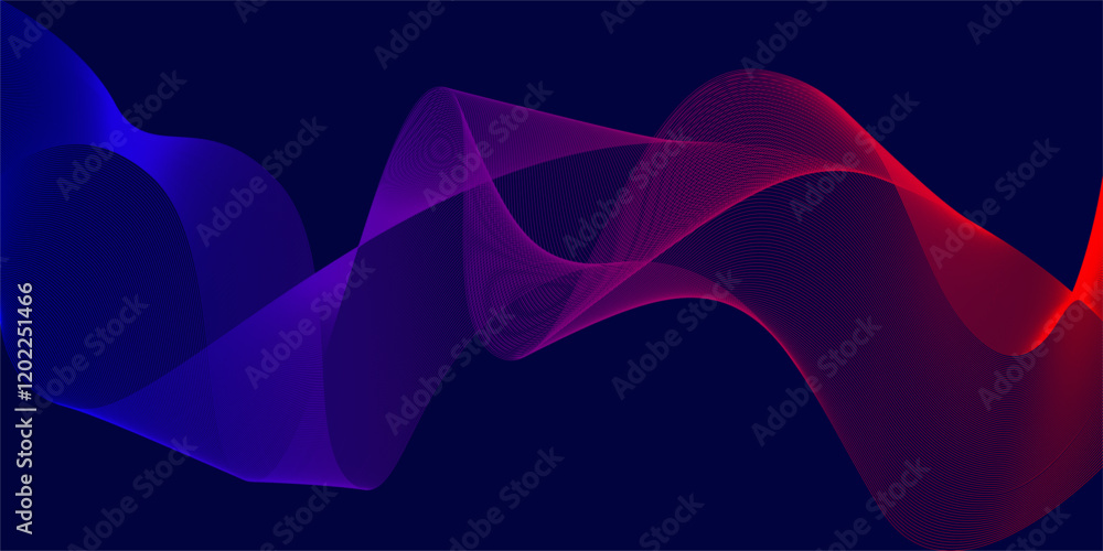 Poster abstract digital lines background, modern red and blue gradient flowing wave lines, elements and dyn