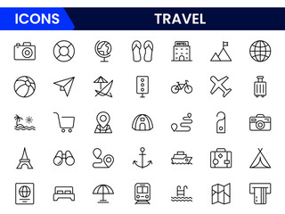 Travel icon set vector. linear style sign for use web design, logo. Symbol illustration.