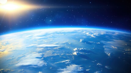 Fototapeta premium Majestic view of Earth from space showcasing blue oceans and vibrant clouds in sunlight
