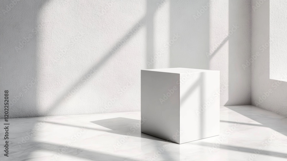 Poster realistic packaging box mockup with clean design and natural shadows in a minimalist setting
