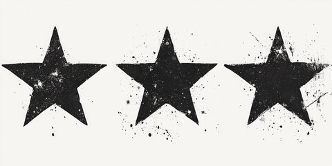 Three black stars on white background