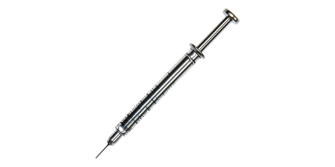 Medical syringe with needle isolated on transparent background