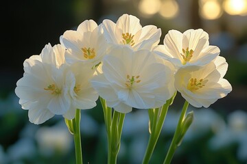 White Flowers Bask In Golden Sunlight