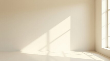 Sunlit Corner in a Minimalist Room with Blank Wall for Design Presentation