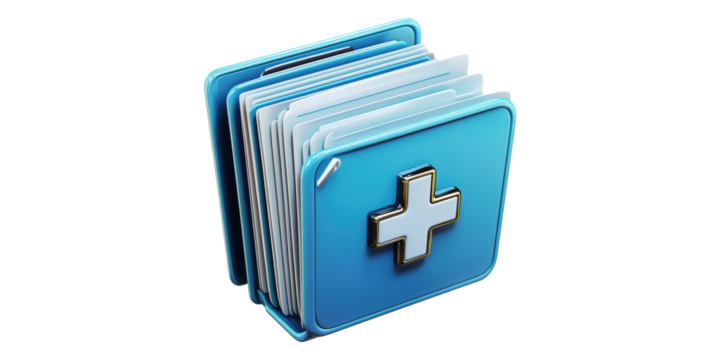 Medical document folder with cross symbol isolated on transparent background - Powered by Adobe