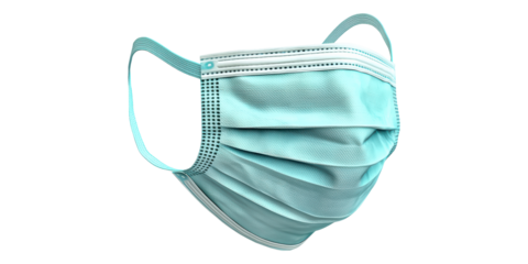 Surgical face mask isolated on transparent background