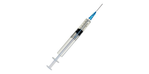 Medical syringe with needle isolated on transparent background