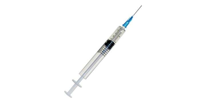 Medical syringe with needle isolated on transparent background