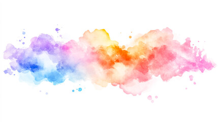 Obraz premium Vibrant watercolor rainbow with multicolored clouds, cheerful clip art illustration, vector graphic on a flat white background, perfect for creative designs and digital projects
