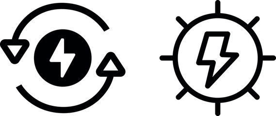 "Energy Vector Icon Set for Sustainability and Power Solutions"