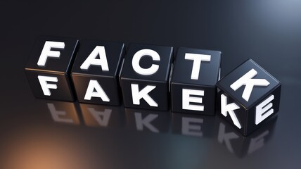 Fototapeta premium Fact and Fake Word Cubes