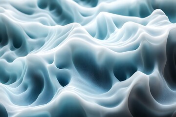 Obraz premium Abstract Blue Wavy Form Digital Art Design