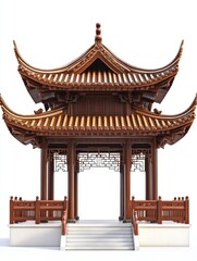 Obraz premium Chinese Style Building With Wooden Roof