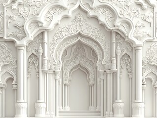 Intricate White Architectural Facade With Ornate Columns And Arches