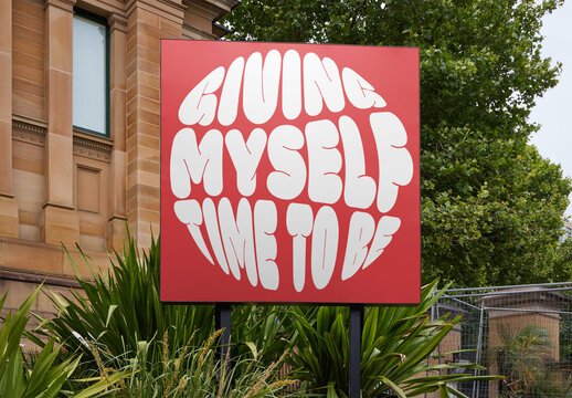 Customizable square Mockup info Sign Design in Sydney's Vibrant Landscape