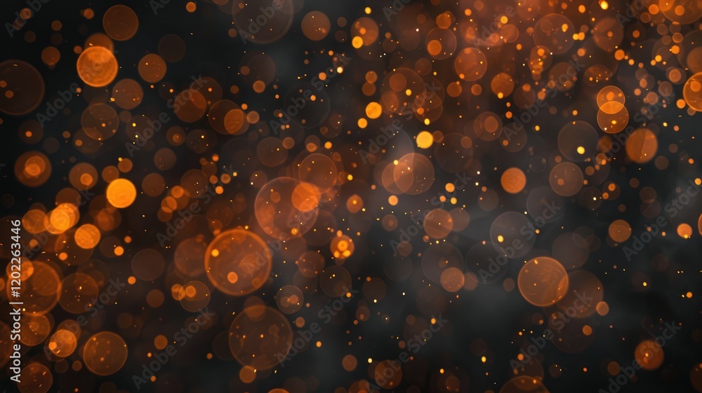Poster solid black background with orange bokeh effects creating warm and festive atmosphere in glowing lig