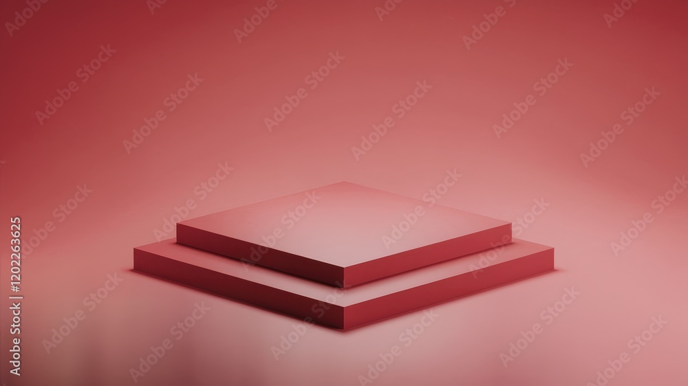 Aufkleber red rectangular platform on red background