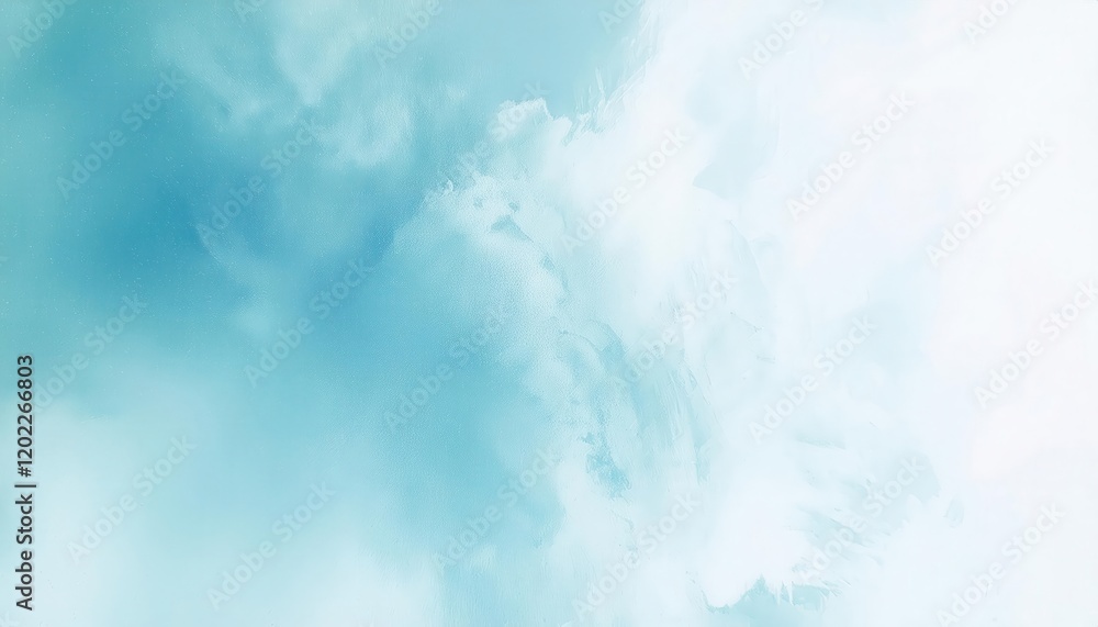 Poster soft turquoise watercolor texture with abstract cloud like pattern for minimalistic design, backgrou