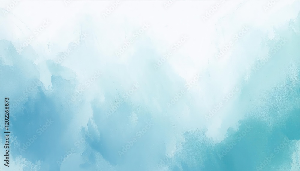 Poster soft turquoise watercolor texture with abstract cloud like pattern for minimalistic design, backgrou