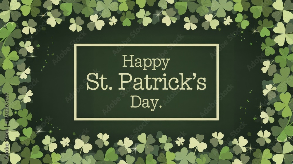 Poster st. patrick's day shamrock background with text frame