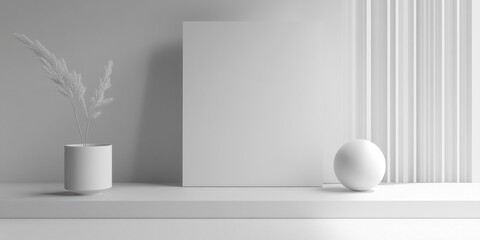 Obraz premium White vase on white shelf