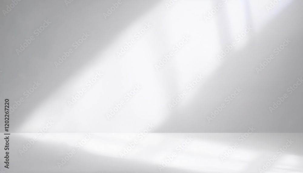Leinwandbilder soft sunlight casting abstract geometric patterns on a white wall and floor, minimalistic compositio