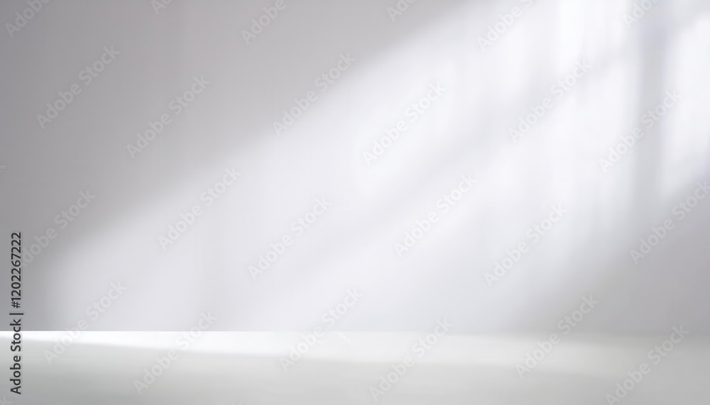 Leinwandbilder soft sunlight casting abstract geometric patterns on a white wall and floor, minimalistic compositio