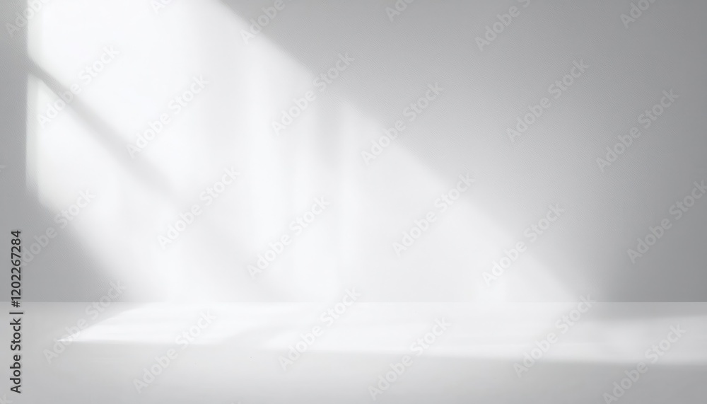 Leinwandbilder soft sunlight casting abstract geometric patterns on a white wall and floor, minimalistic compositio