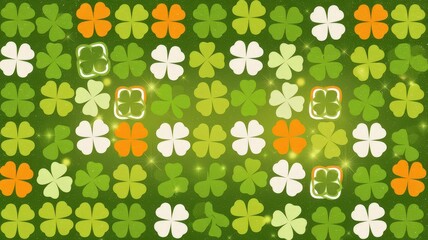Shamrock Background with White Square Frame