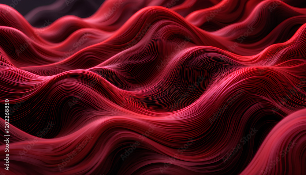 Poster crimson wave abstract: a mesmerizing abstract image featuring deep crimson waves flowing and intertw