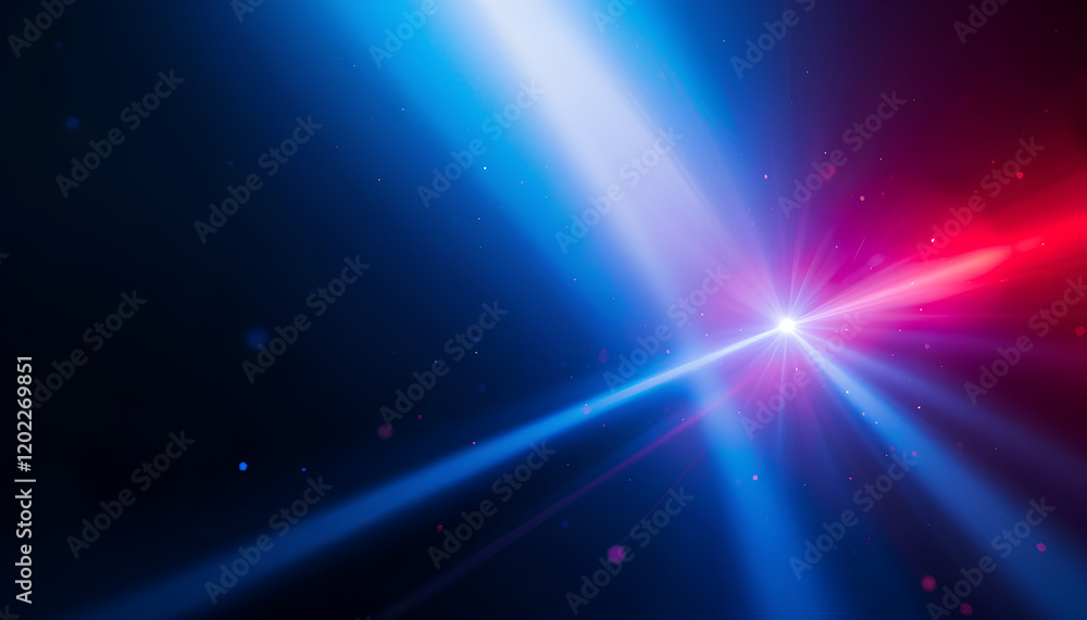 Poster cosmic collision: a vibrant abstract image showcasing the dynamic intersection of blue and red light