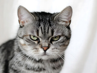 Naklejka premium American shorthair cat on white background