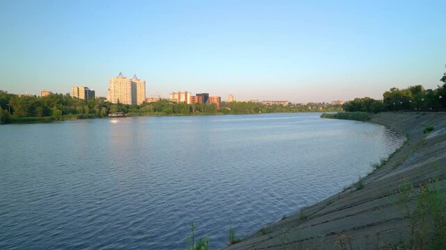 the embankment of the Kalmius river in Donetsk