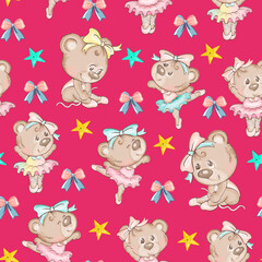 Obraz premium seamless background with cute baby bears pattern.