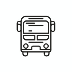 Front View Bus Line Icon in Black and White for Public Transport Interface