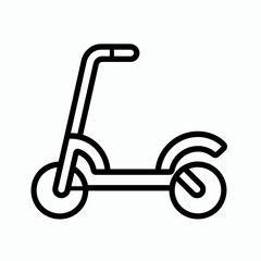 Minimalist line scooter icon in black and white for urban mobility interface design