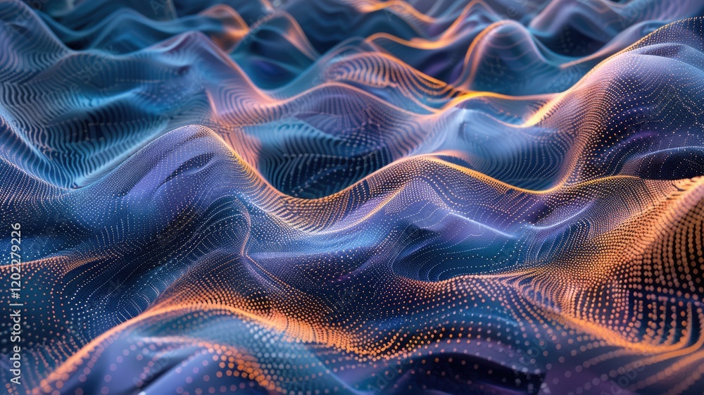 Poster explore this stunning abstract digital artwork featuring vibrant waves in blue and purple, creating 