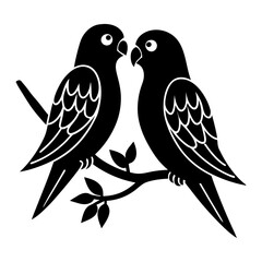 A pair of lovebirds perched on a branch