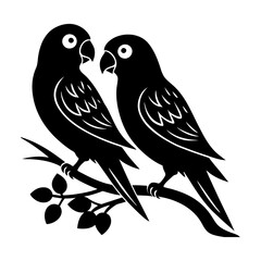 A pair of lovebirds perched on a branch